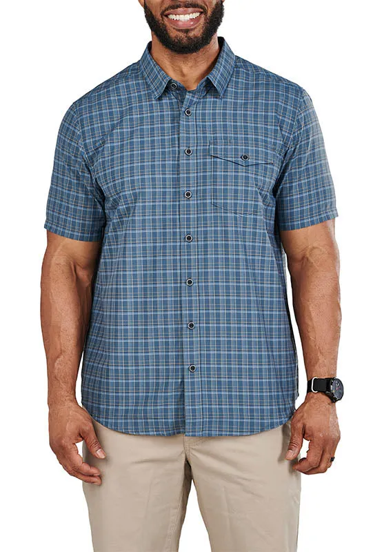 5.11 Mens Aiden Plaid Short Sleeve Button Down Polo Shirt