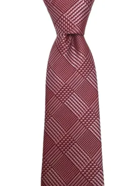 Burgundy Mock Plaid Necktie