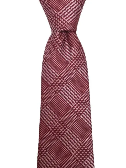 Burgundy Mock Plaid Necktie