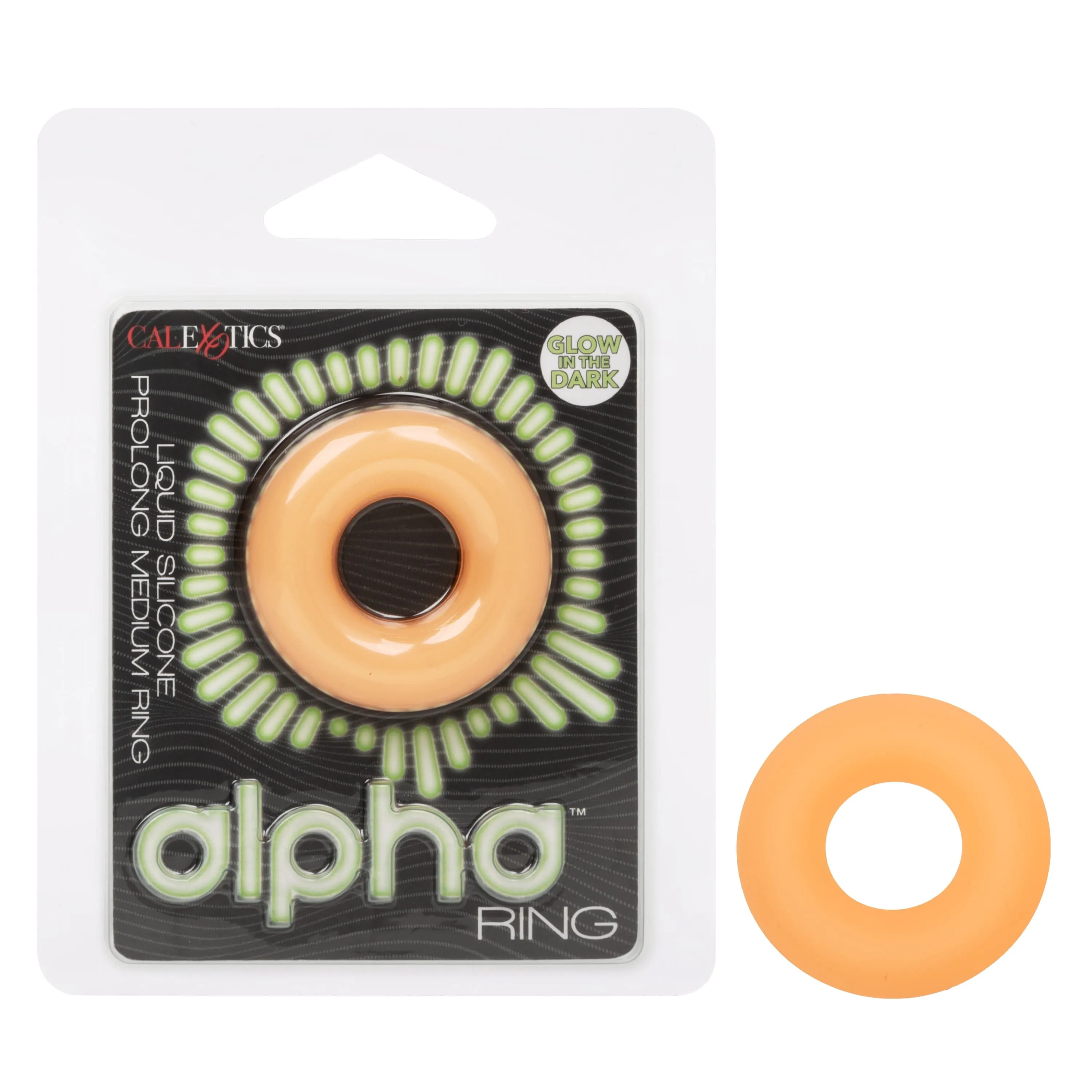 California Exotics - Alpha Glow In The Dark Liquid Silicone Prolong Medium Cock Ring (Orange)