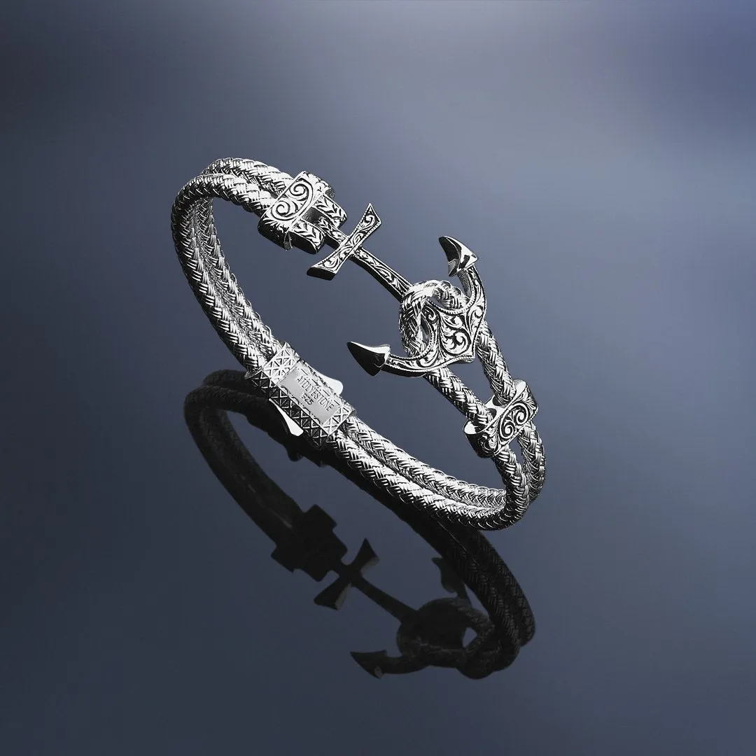 Classic Anchor Bangle - Silver