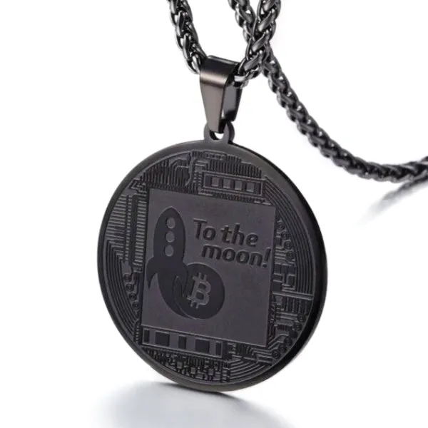 Classy Men Black Bitcoin Pendant Necklace