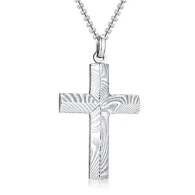 Classy Men Damascus Steel Cross Pendant Necklace