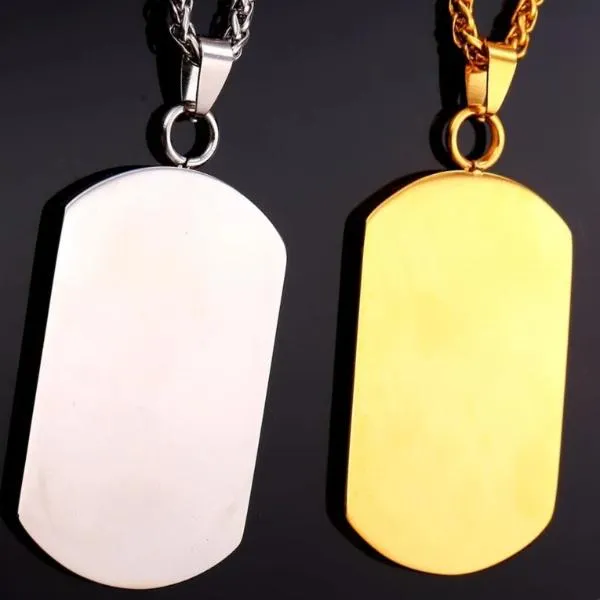 Classy Men Gold Cross Dog Tag Pendant Necklace