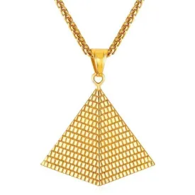 Classy Men Gold Pyramid Pendant Necklace