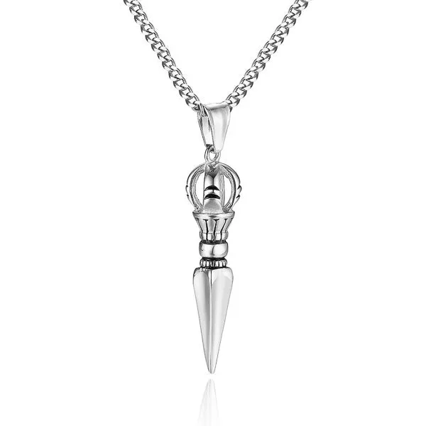 Classy Men Silver Dagger Pendant Necklace