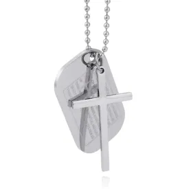 Classy Men Silver Lord's Prayer Cross Pendant Necklace