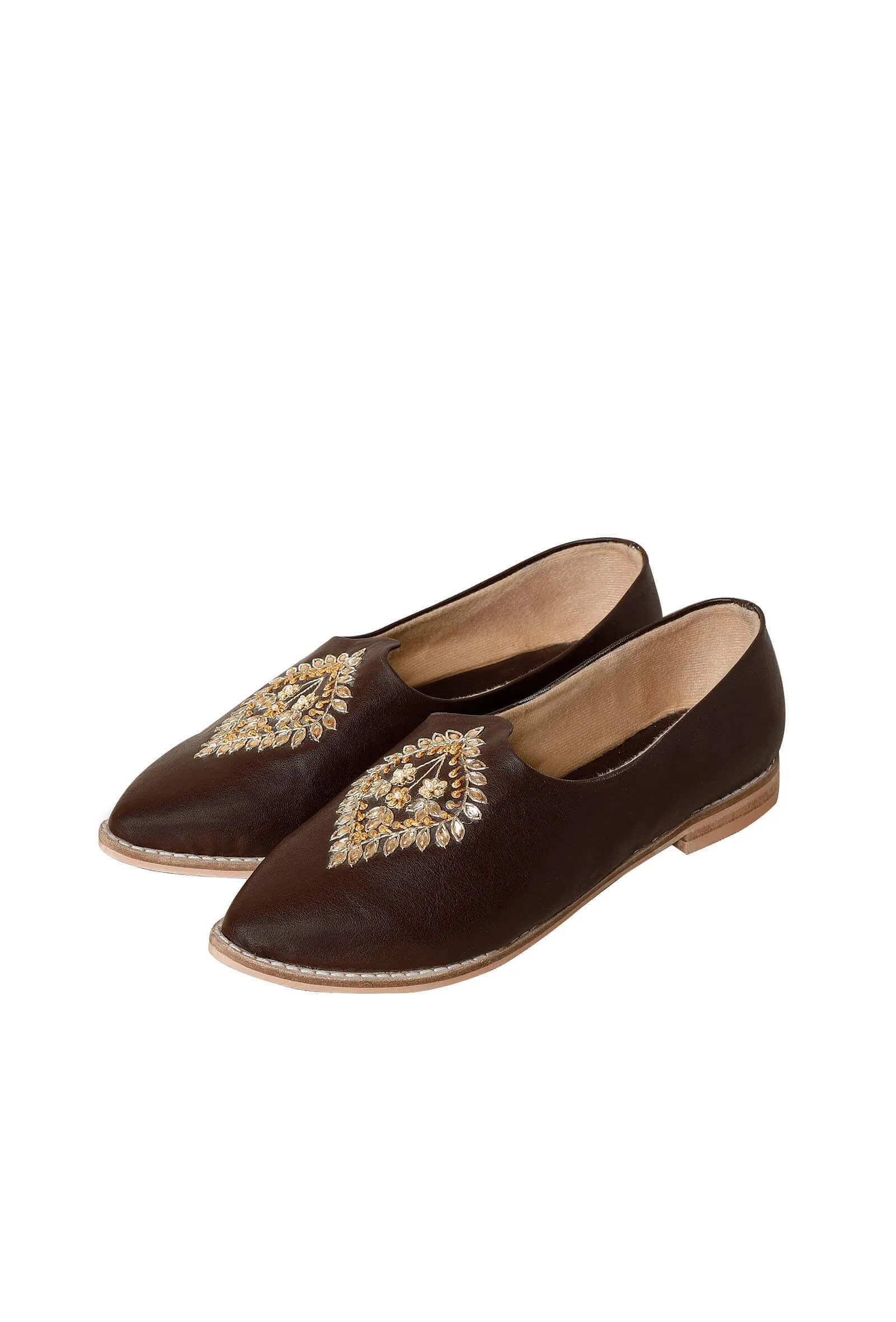 Dark Brown Hand Embroidered Juttis