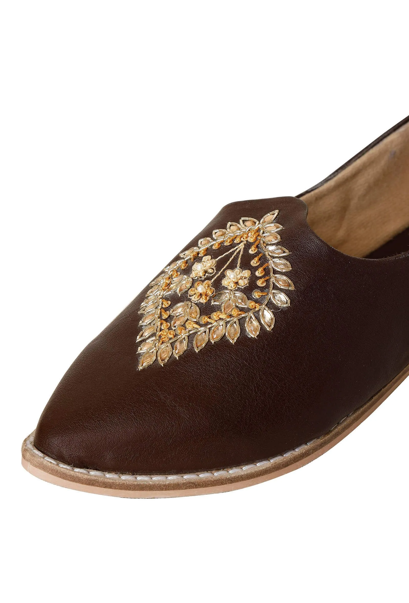 Dark Brown Hand Embroidered Juttis