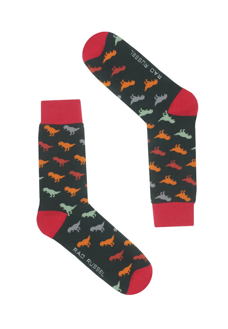 Dinosaur Green Patterned Crew Sock