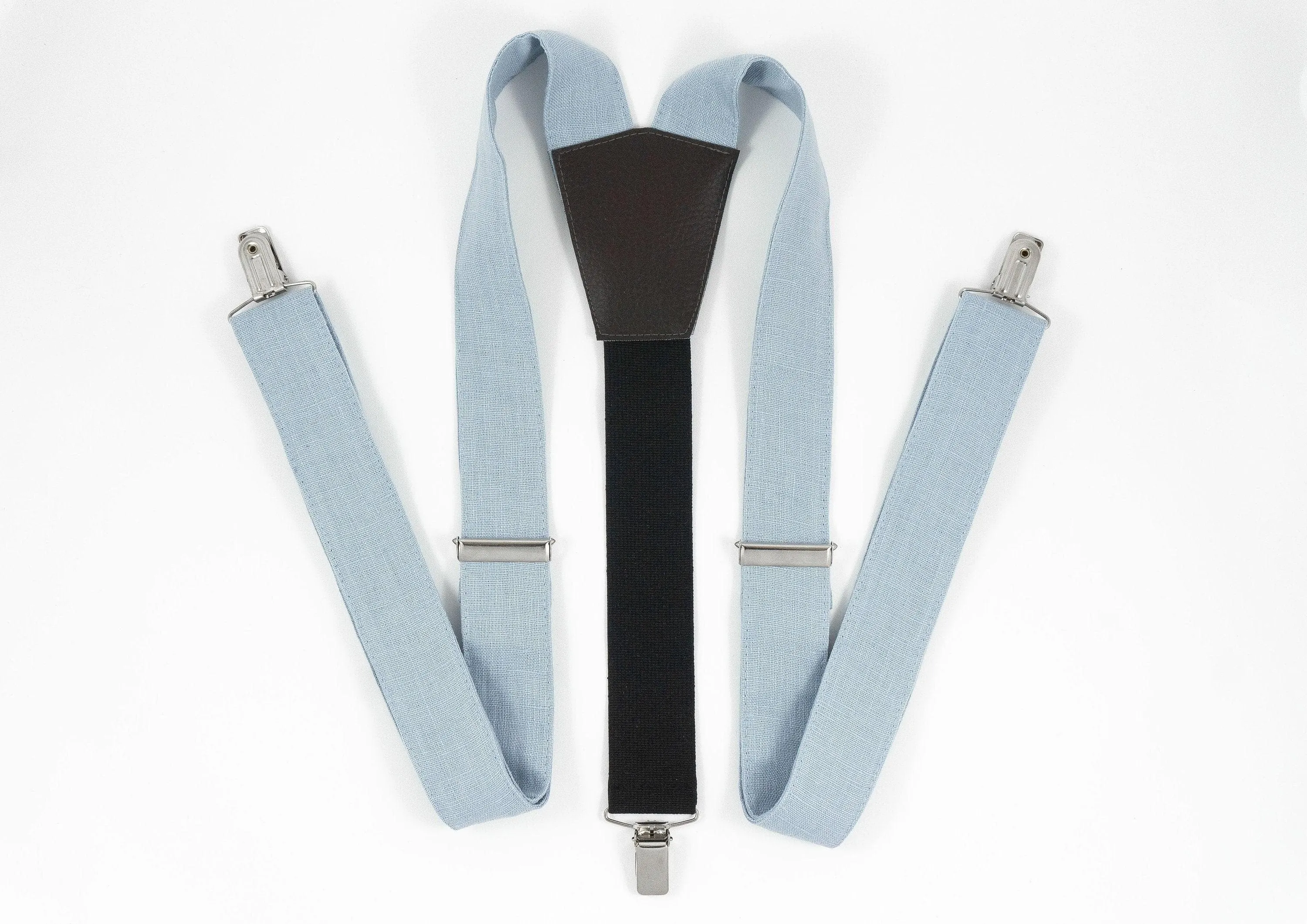 DUSTY BLUE  linen suspenders Adjustable Y- Back Suspenders - ADULT Baby Boys Kids Children Mens Groom Page Boy Wedding