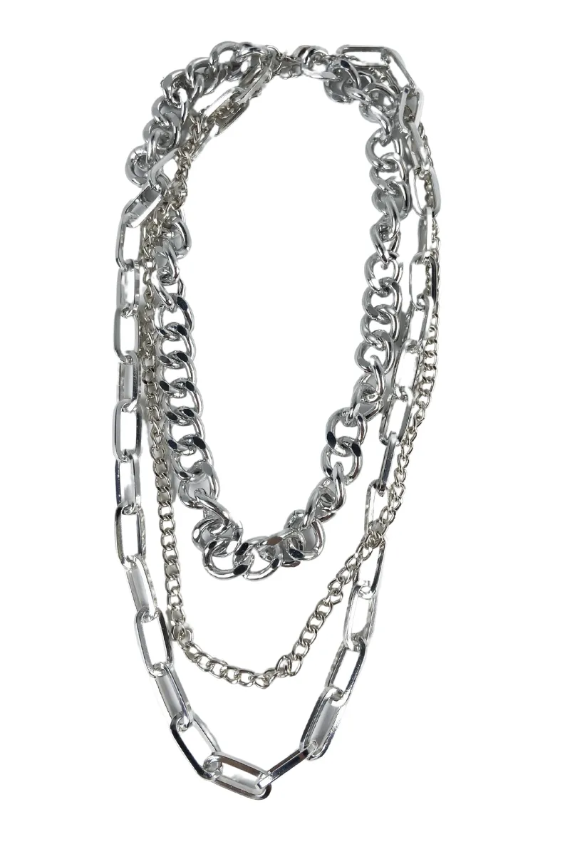 Elle Multi Chain Layered Necklace Silver