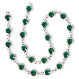 Estrellaª Linked Crystals Chain - Medium, Emerald/Silver