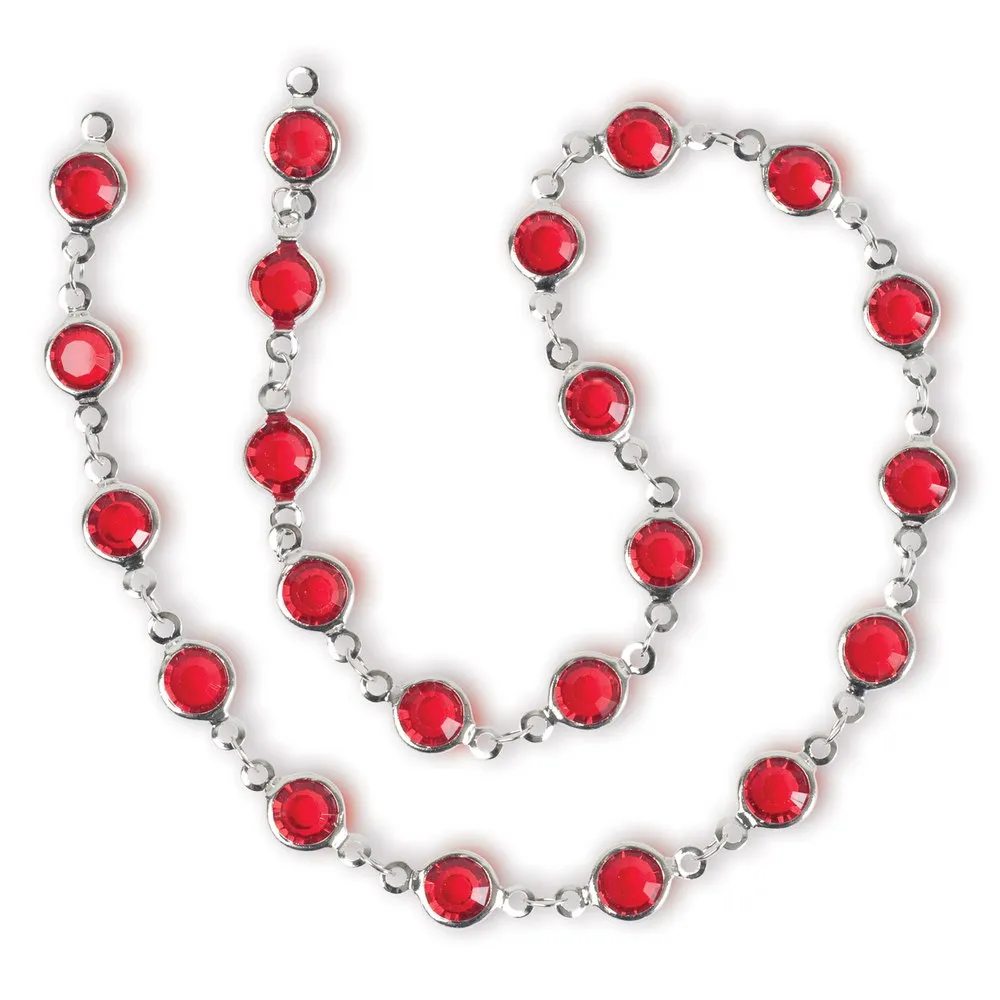 Estrellaª Linked Crystals Chain - Medium, Ruby/Silver