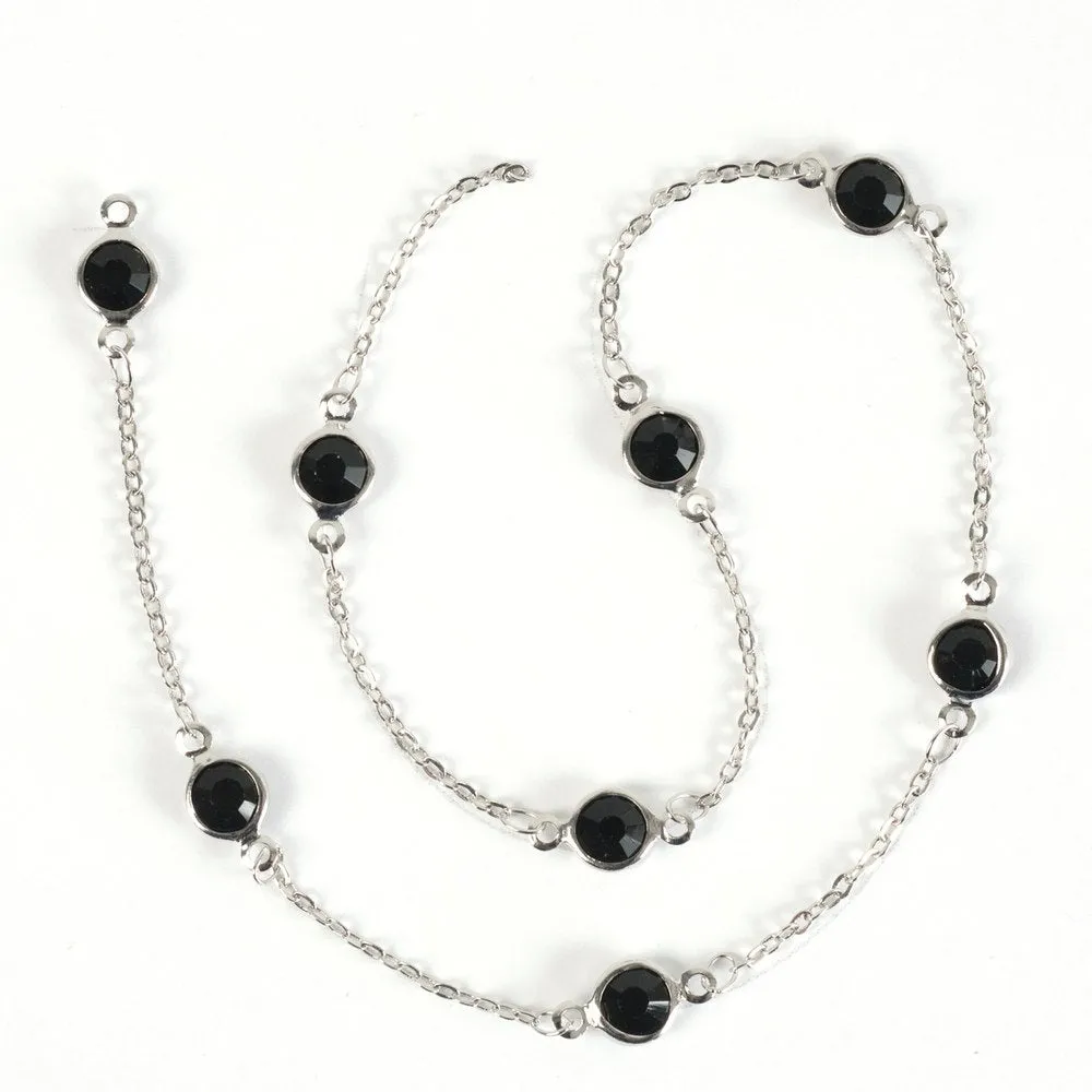 Estrellaª Linked Crystals Chain - Medium, Wide-Spaced, Black/Silver