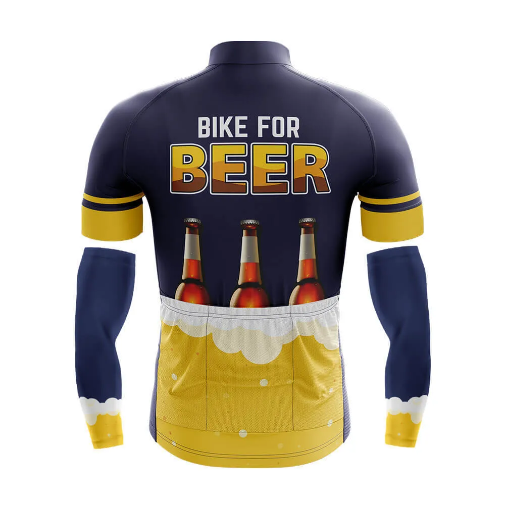 Funny Cycling Jersey With Arm Sleeves Bike For Beer Yellow Navy Brewery Mens Bike Jersey