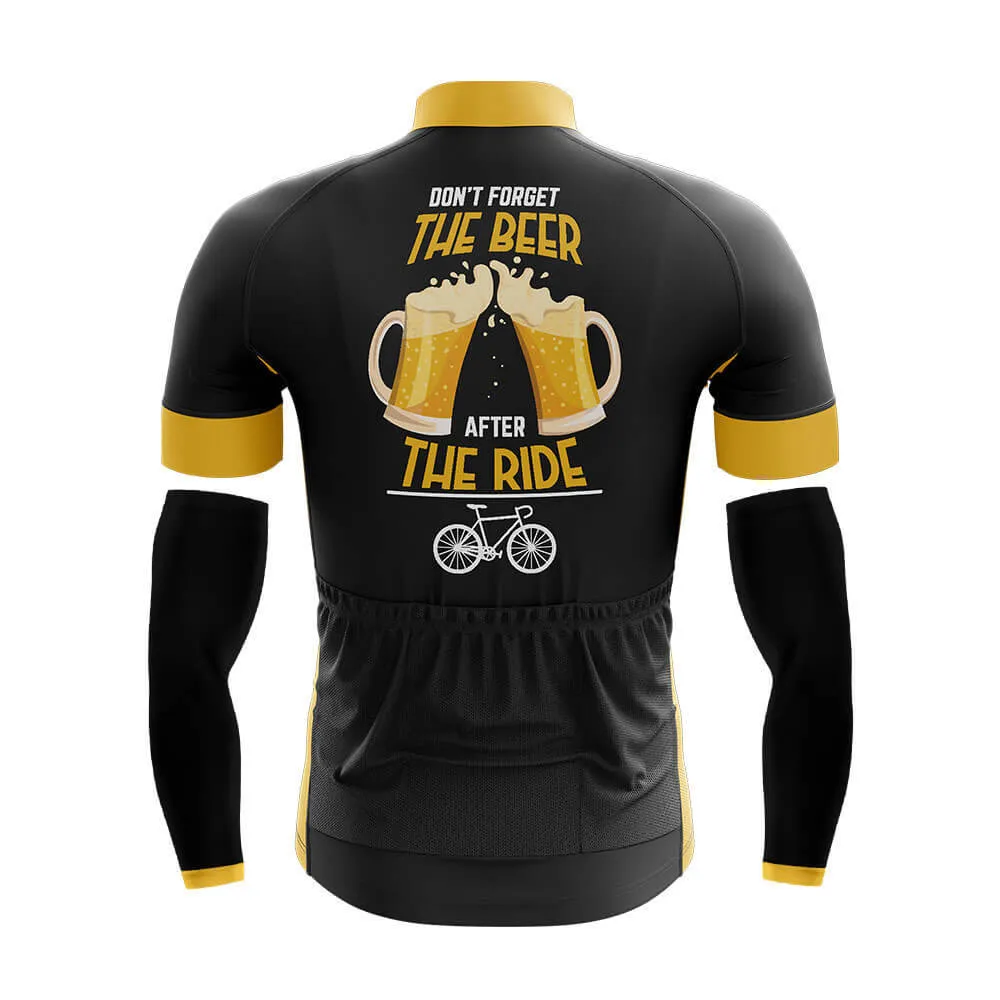 Funny Cycling Jersey With Arm Sleeves I Like Beer V2 Yellow Black Brewery Mens Bike Jersey