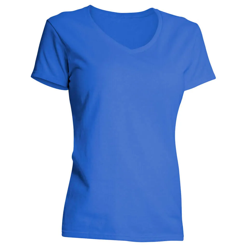 Gildan Ladies V Neck T-Shirt Large Royal