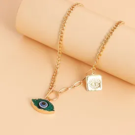 Gold Plated Fashion Turkish Demon Evil Eye Charm Necklace Alloy Necklace