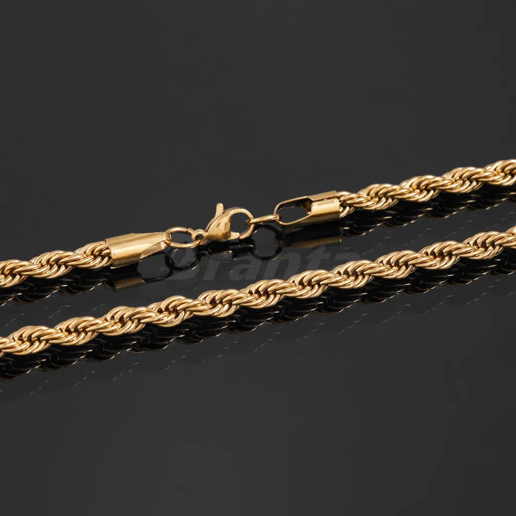 Gold Plated Rope Chain For Men (21.5 Inch)