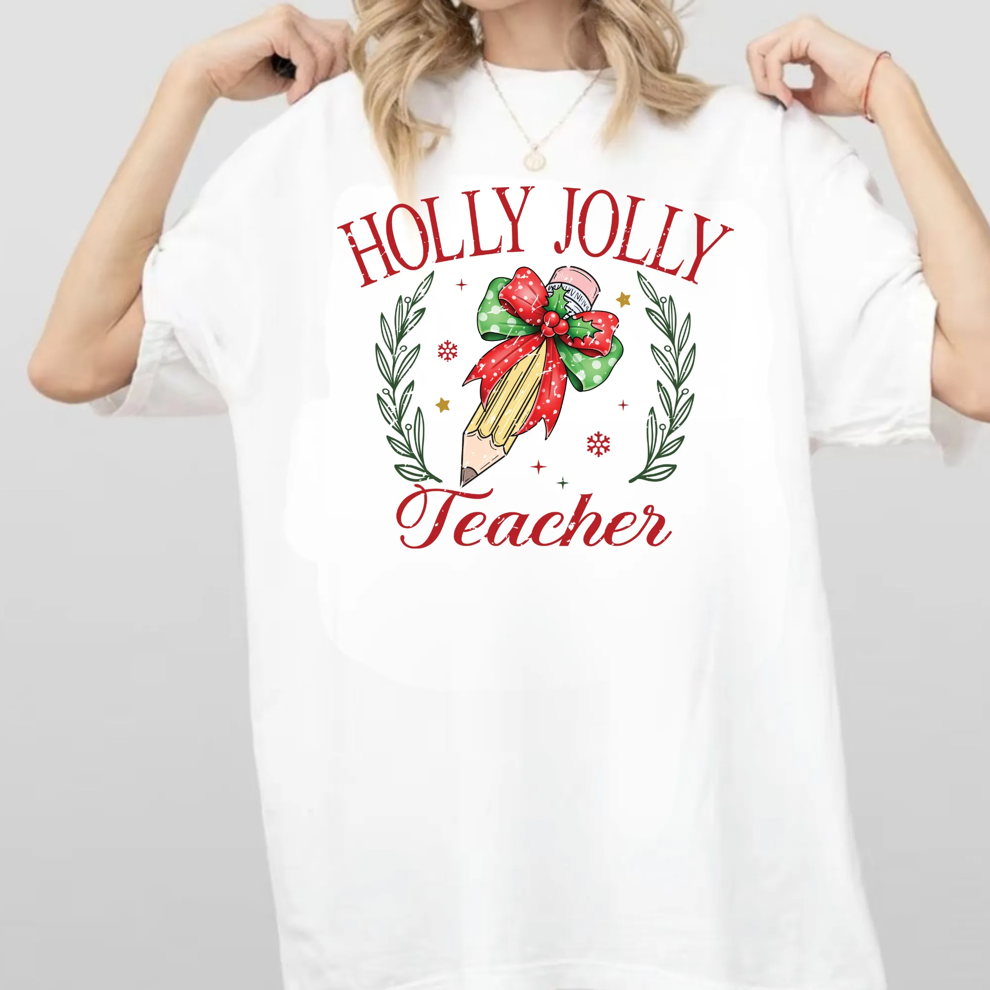 Holly Jolly Teacher Christmas Shirt Comfort Colors