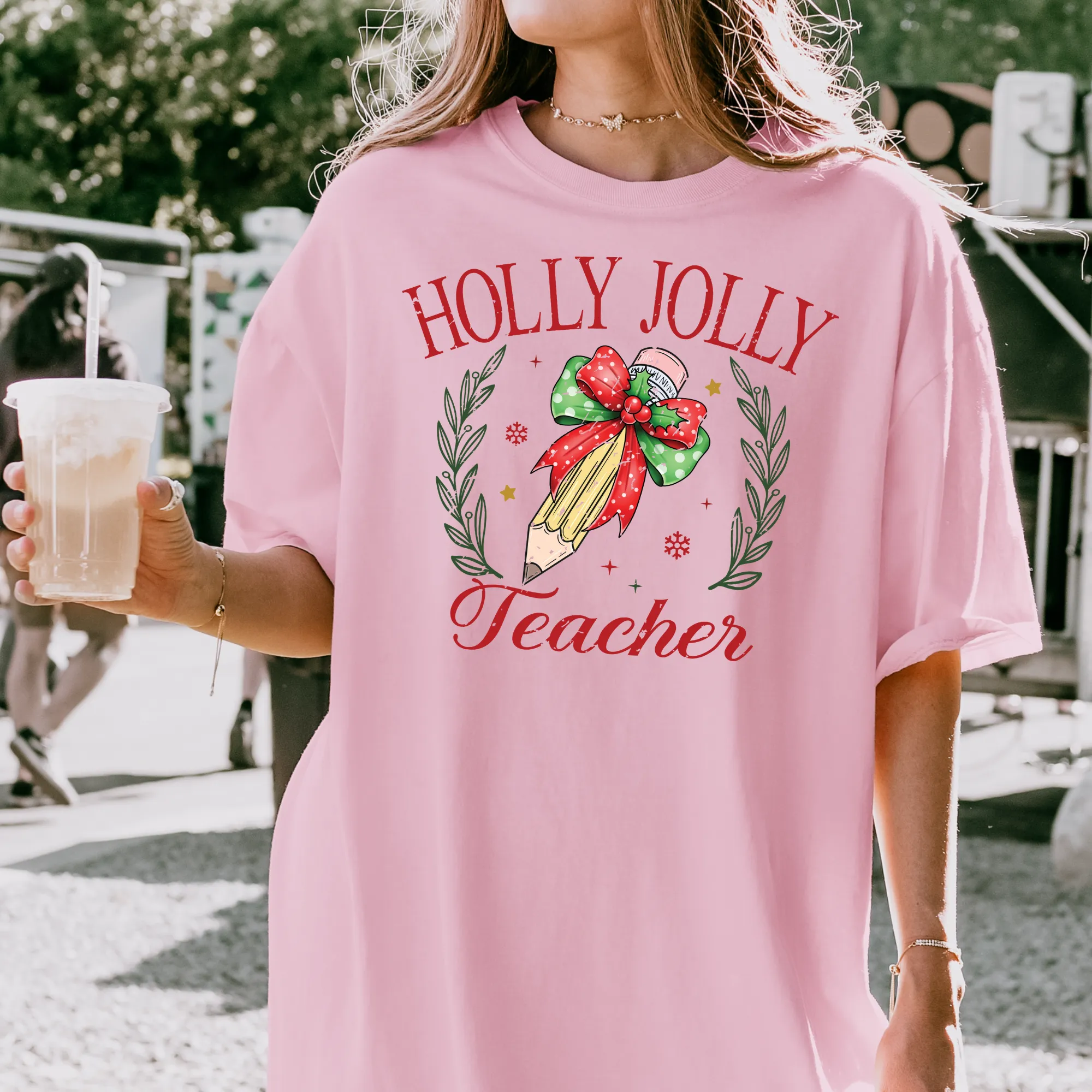 Holly Jolly Teacher Christmas Shirt Comfort Colors