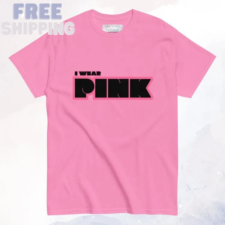 I Wear Pink For Breast Cancer Awareness Customizable Classic Tee Shirt