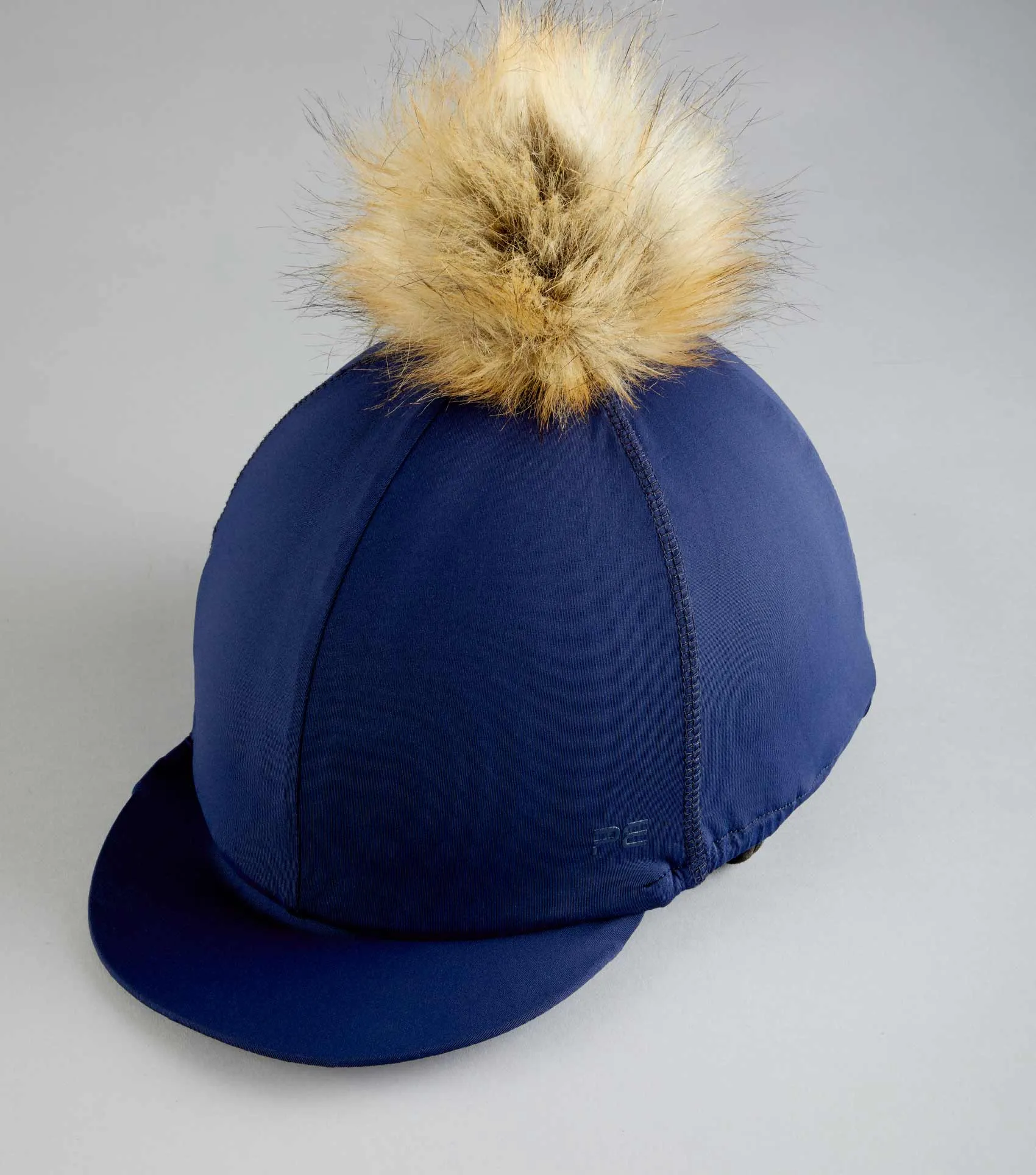 Jersey Hat Silk with Faux Fur Pom Pom Navy