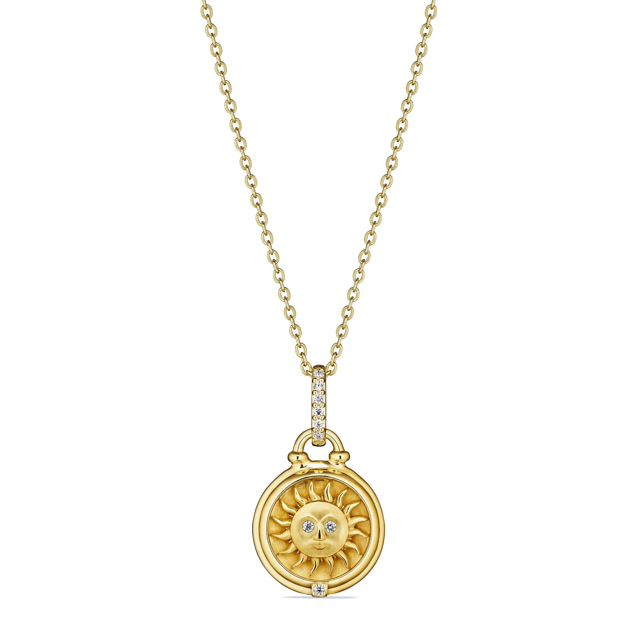 Little Luxuries Sun Medallion Necklace with Diamonds in 18K