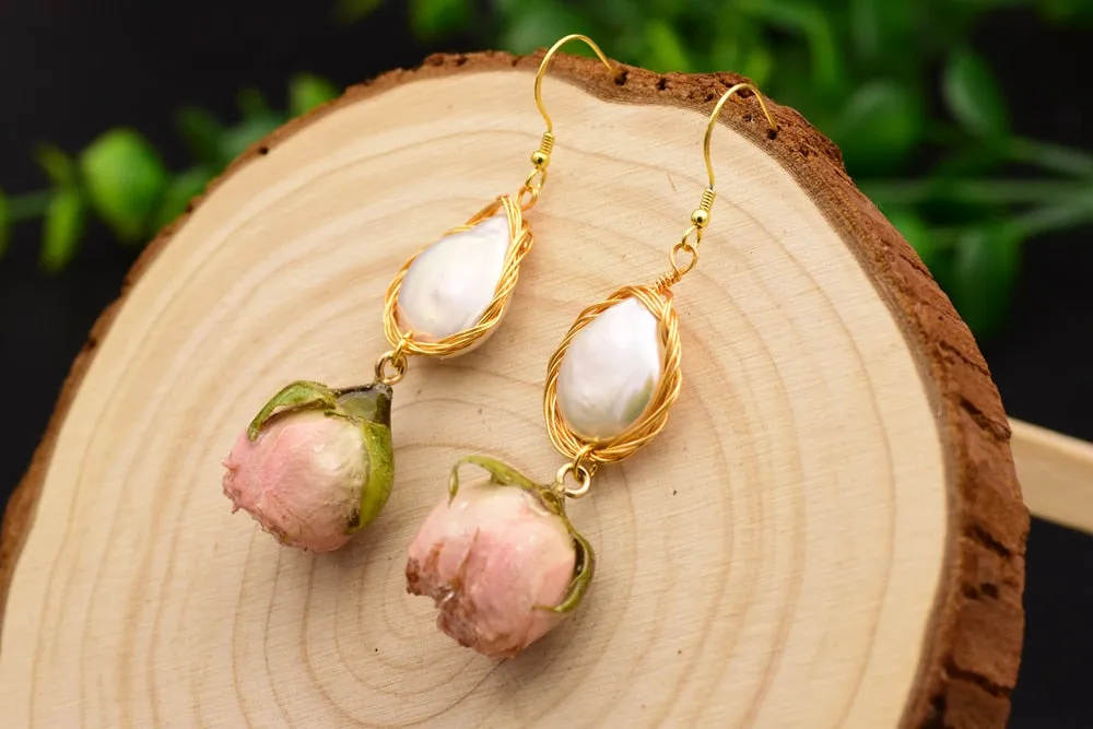 Natural Freshwater Baroque Pearl Dangle Earrings