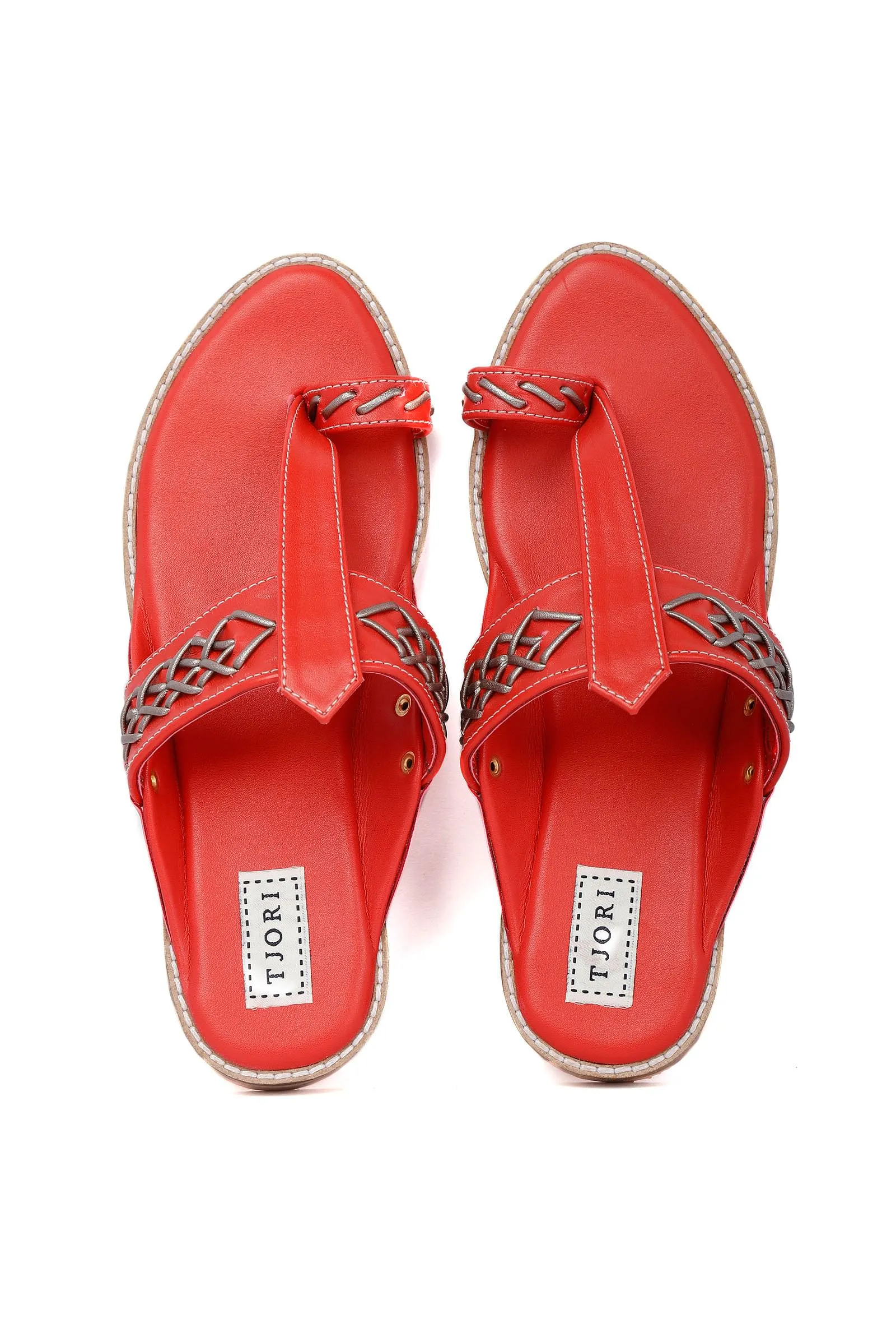 Red Cruelty-Free Leather Sandals