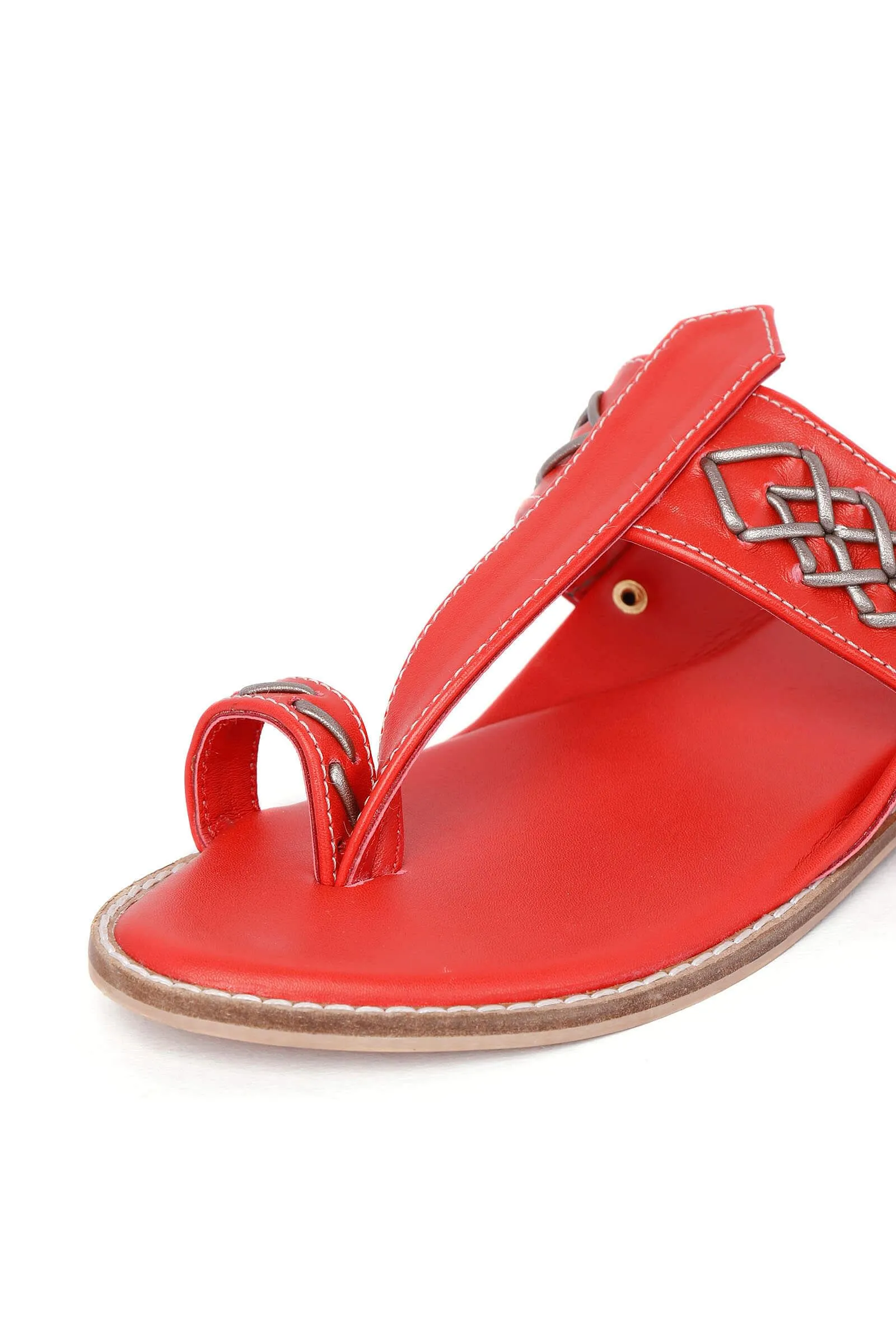 Red Cruelty-Free Leather Sandals