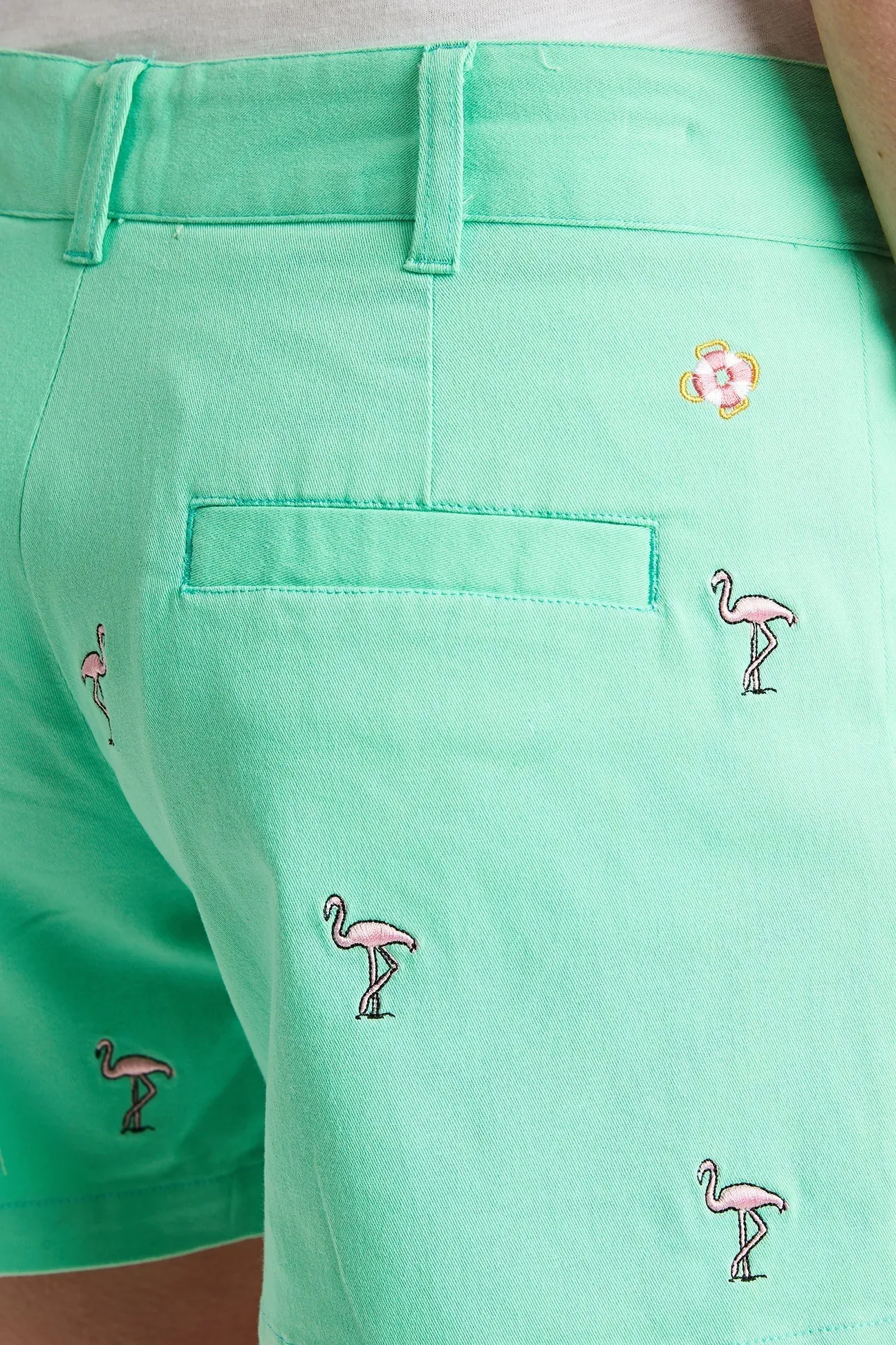 Sailing Short Stretch Twill Spring Green with Flamingo