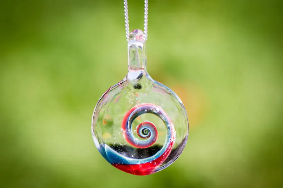 Spiral Circle Pendant with Cremation Ash