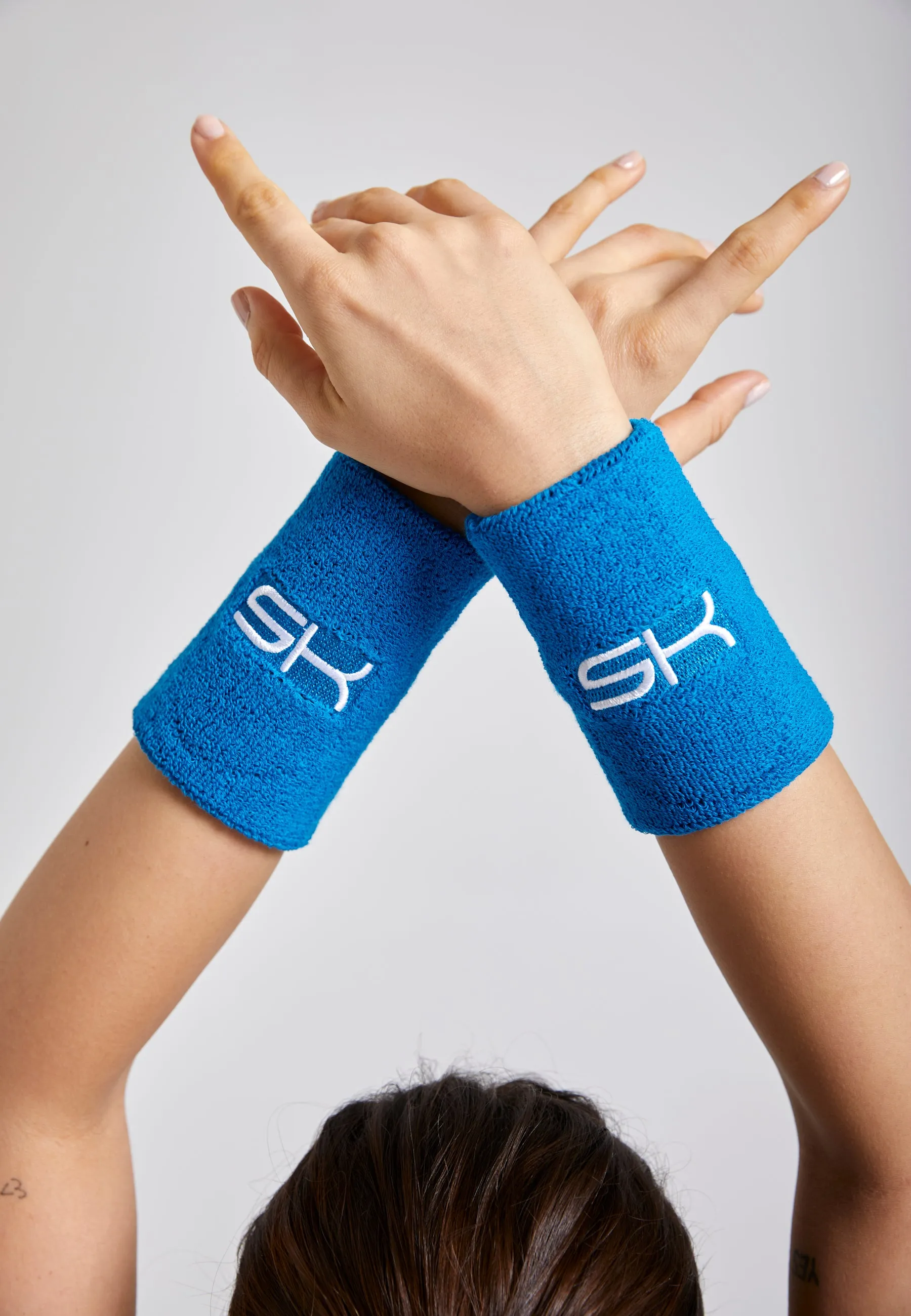 Tennis sweatband large set of 2, cyan blue