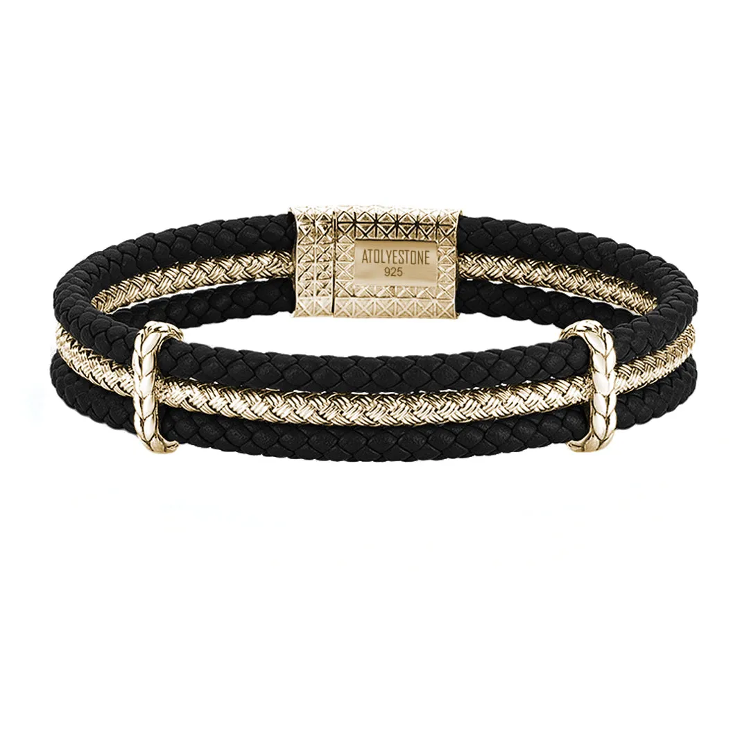 Triple Row Leather Bracelet