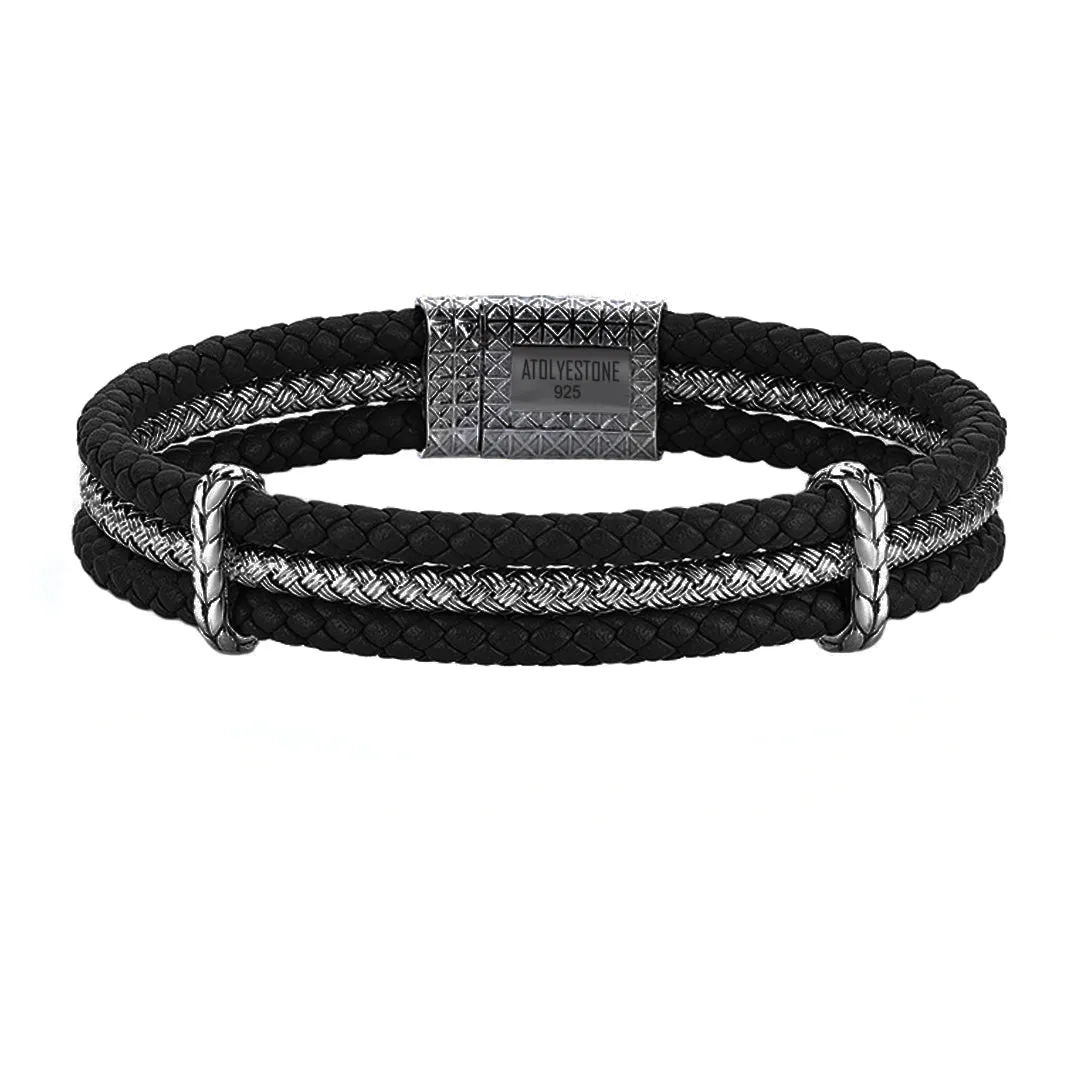 Triple Row Leather Bracelet