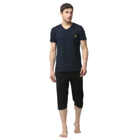 Vimal Jonney Dark Blue Black Night Suit For Men's