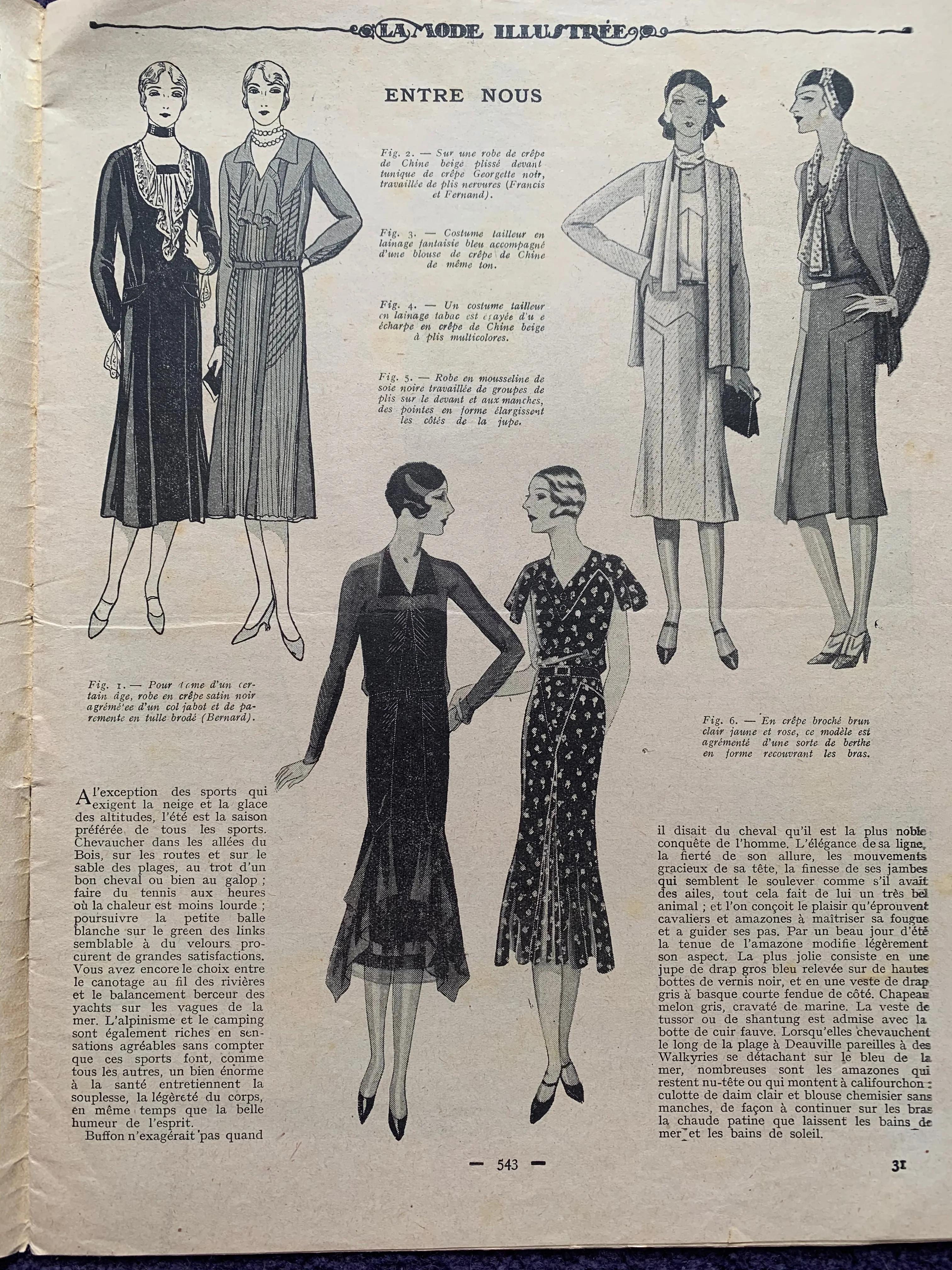 Women and Childrens Fashions in August 1930 French Fashion Paper La Mode Illustree