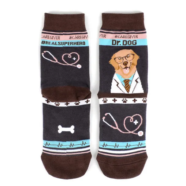 *Women's Health Care Heroes -Dr. Dog- Ultra Premium Novelty Socks