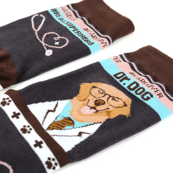 *Women's Health Care Heroes -Dr. Dog- Ultra Premium Novelty Socks