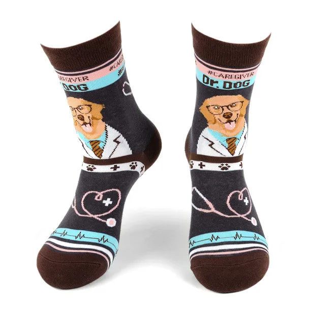 *Women's Health Care Heroes -Dr. Dog- Ultra Premium Novelty Socks