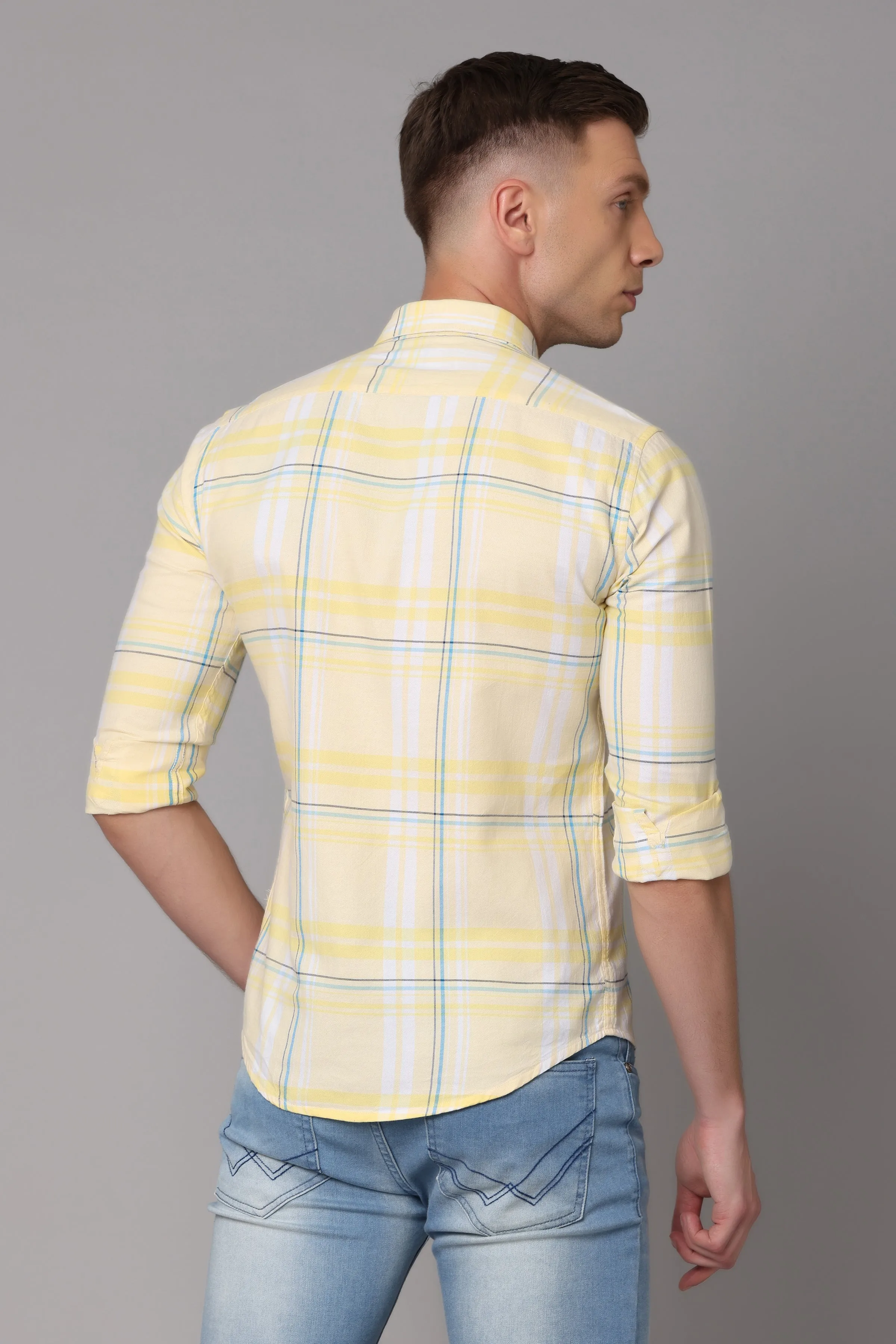 Yellow Check Full Sleeve Shirt