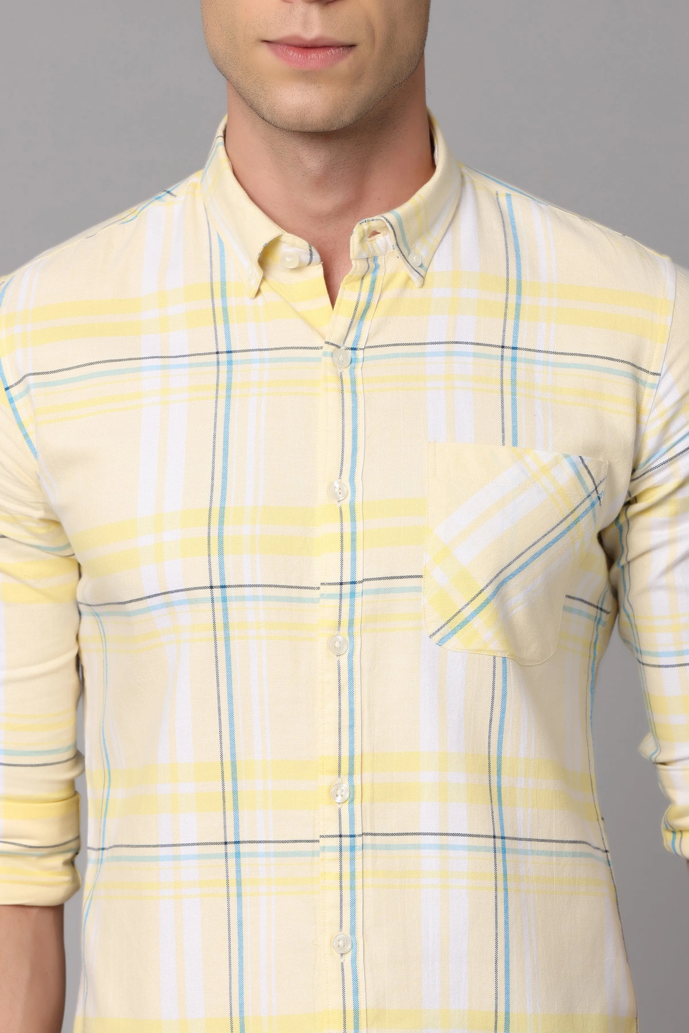 Yellow Check Full Sleeve Shirt